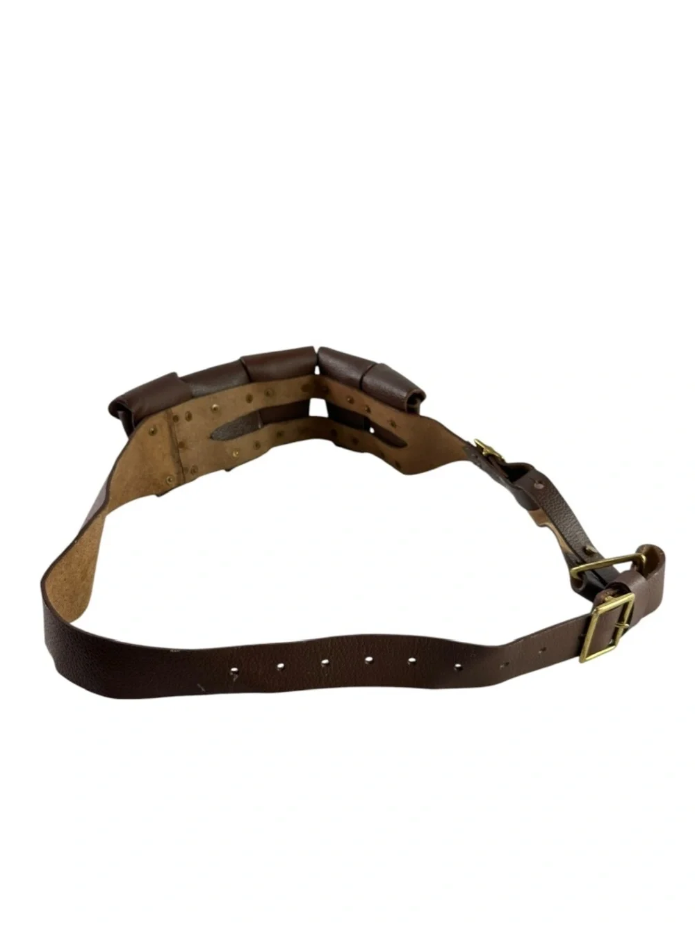 Genuine Vintage Brown Multi Purpose Leather Five Pocket Utility Belt Adjustable